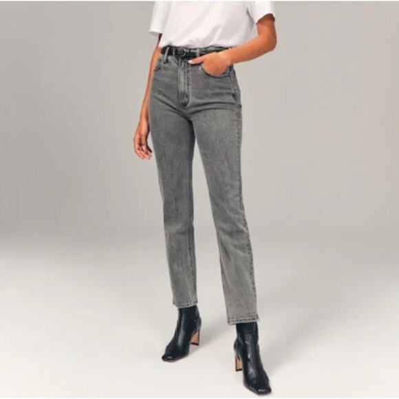 Abercrombie & Fitch Curve Love The Ankle Straight Ultra High Rise Jeans (4s) - Picture 1 of 7